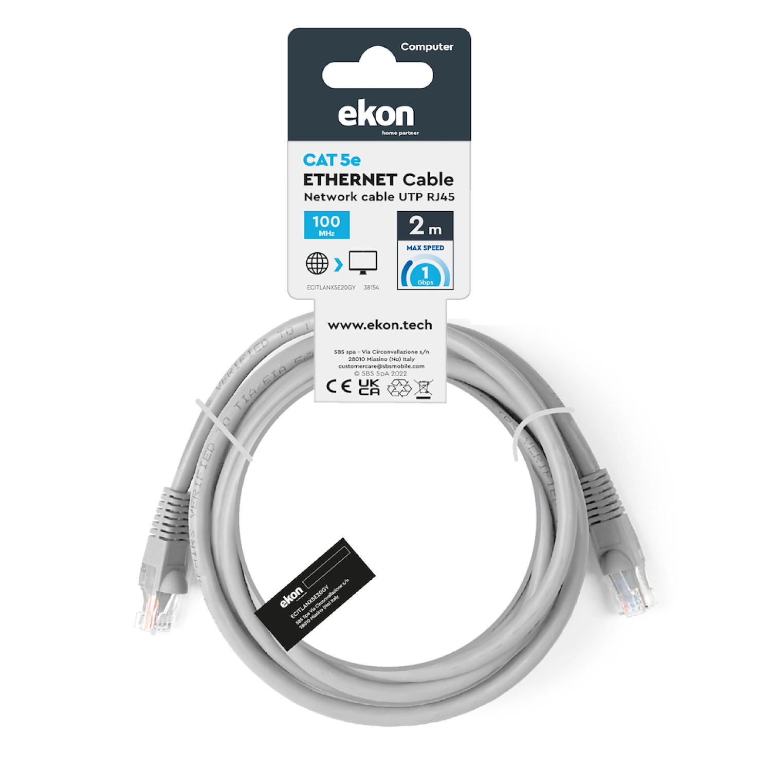 Cavo di rete per PC Ekon UTP cat 7 colore grigio, connettori RJ45