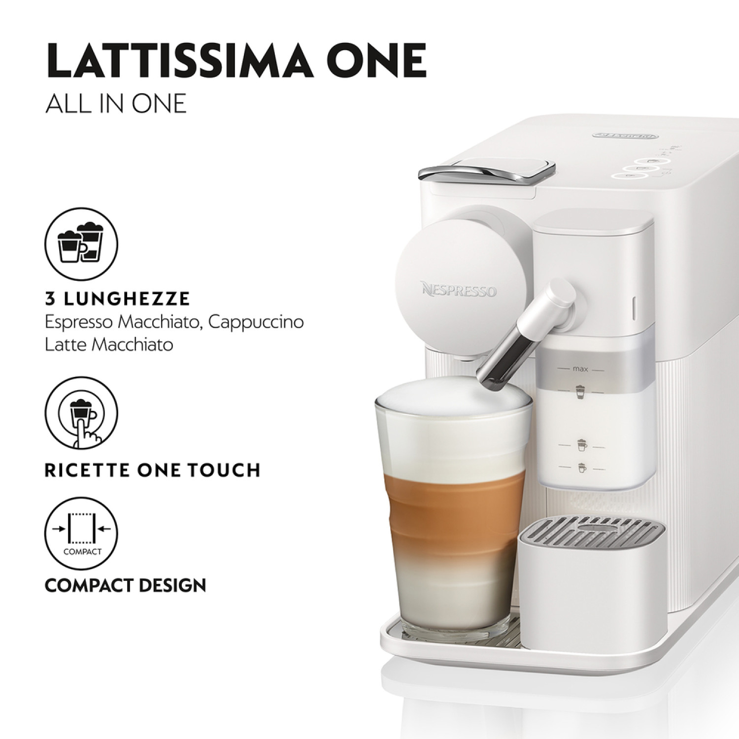 MACCHINE DA CAFFE' NESPRESSO EN510.W LATTISSIMA MACCH CAFFE 1L 19BAR C/LAT