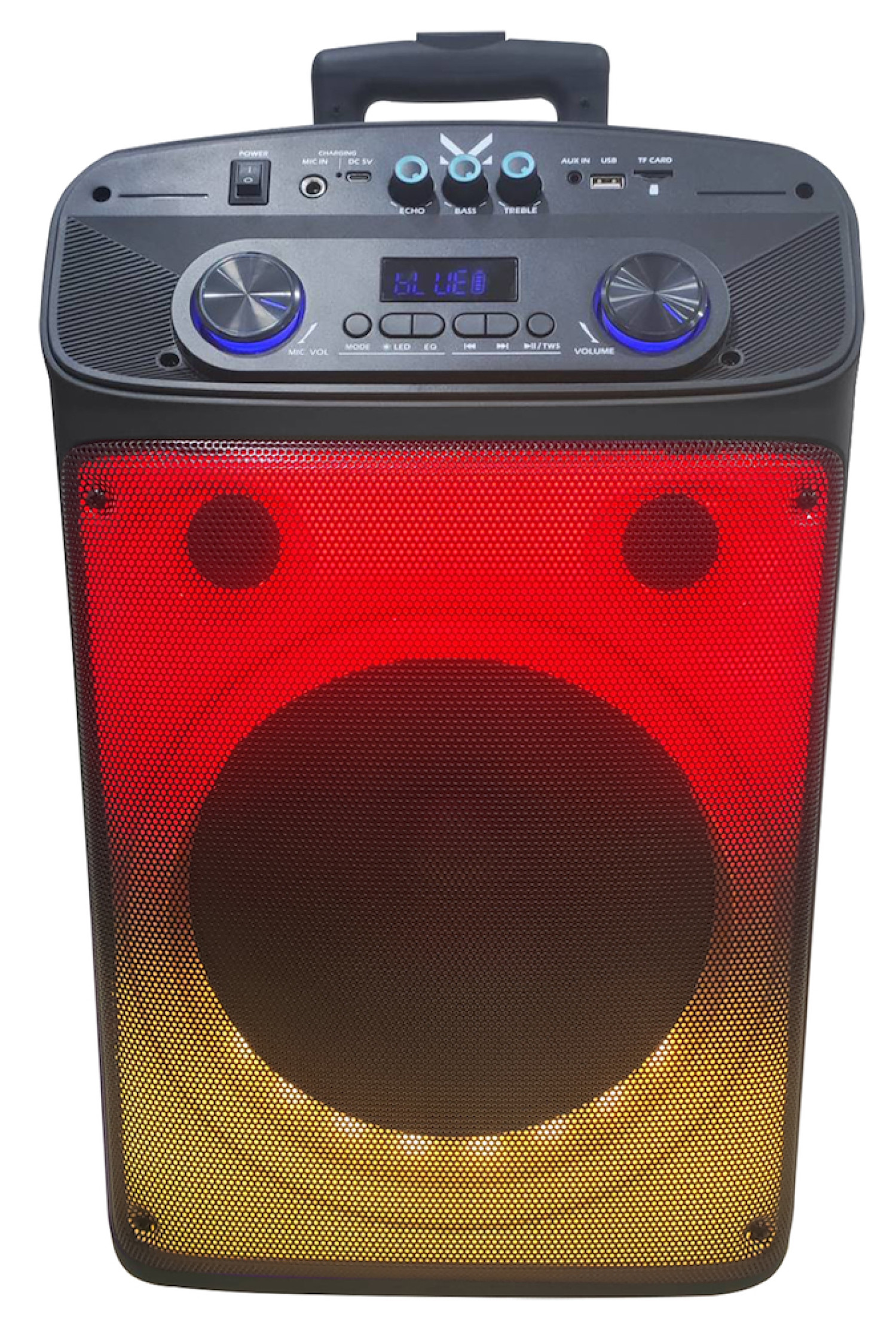 CASSA PORTATILE Ricaricabile TROLLEY AMPLIFICATA 2000 Watt BLUETOOTH RADIO  USB